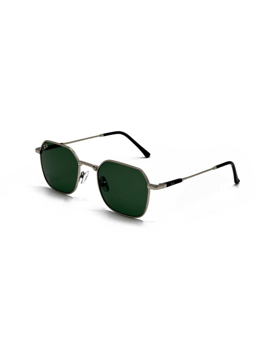 عینک آفتابی برند ریبن مدل 8094 فریم رنگ نقره‌ای و عدسی سبز زاویه 45 درجه سه رخ کامل از جلو