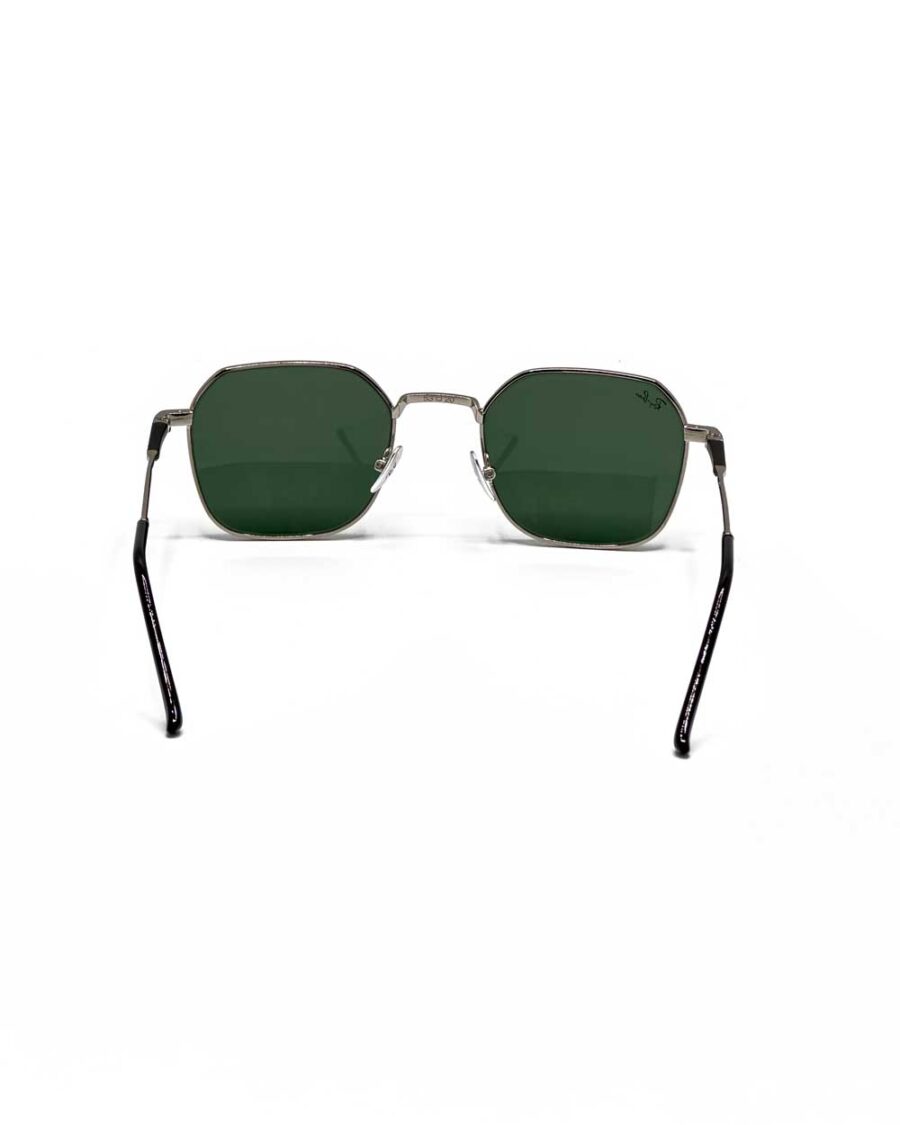 عینک آفتابی برند ریبن مدل 8094 فریم رنگ نقره‌ای و عدسی سبز زاویه باز از پشت