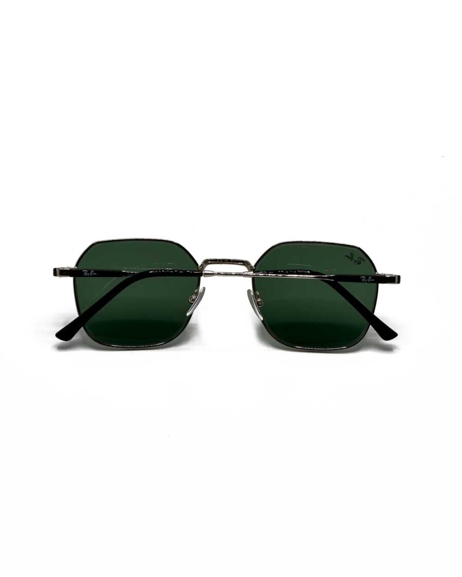 عینک آفتابی برند ریبن مدل 8094 رنگ فریم نقره‌ای و عدسی سبز زاویه بسته از پشت