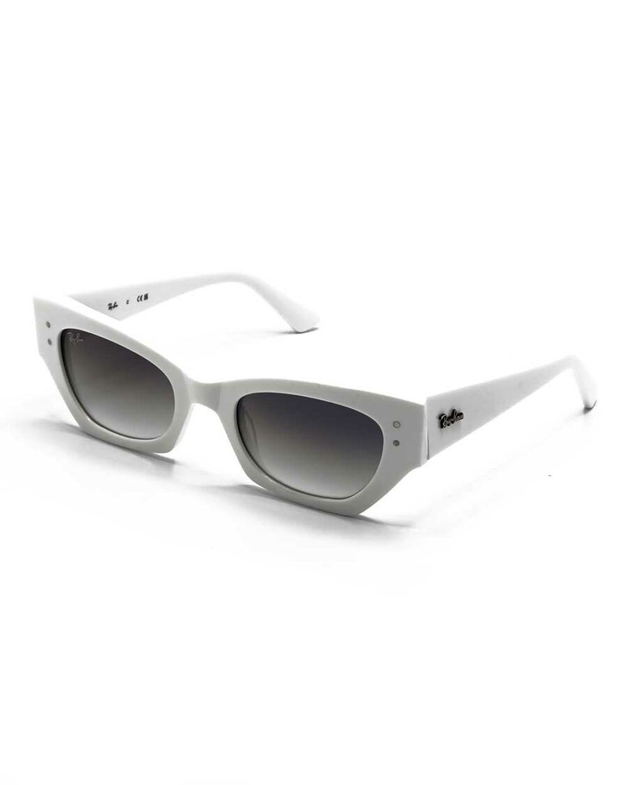 عینک آفتابی برند ریبن مدل 4430 فریم رنگ سفید و عدسی مشکی زاویه 45 درجه سه رخ کامل از جلو